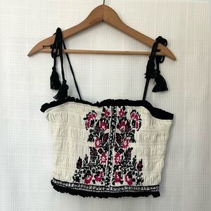 Blue Rain Cream Pleated Women’s Top